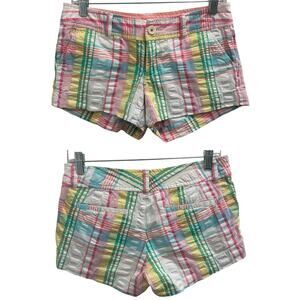 Lilly Pulitzer Plaid Madras Low-Rise Shorts Multicolor Dopamine Eclectic Aughts